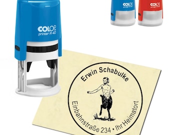 Stamp Address stamp personalized - Faun - round ∅ 40 mm