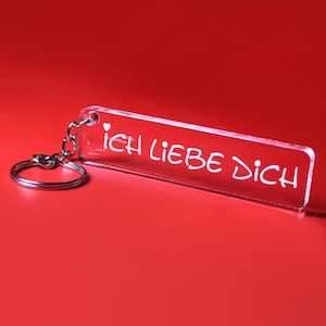 Acrylic keychain - I love you - 8 x 2 cm - gift for woman, man, couple, gift idea, partner - anniversary, wedding day, love