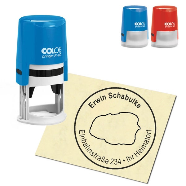 Stempel Adressstempel personalisiert - Insel Föhr - rund ∅ 40mm