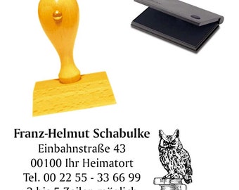 Holzstempel 'Eule auf dem Buch' - Stempel