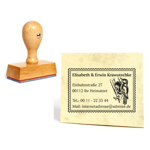 Stamp Woodpecker Stamp - with name and address approx. 60 x 40 mm • Address stamp address stamp motif stamp • Family woodpecker bird tree