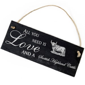 Slate Decoration Scottish Highland Beef Shield 22 x 8 cm - All you need is Love and a Scottish