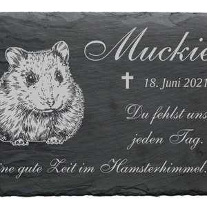 Memorial plaque hamster with name and date • 22 x 16 cm saying engraving motif • Gravestone animal gravestone animal grave funeral cemetery grave pet