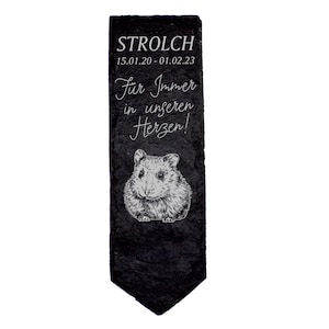 Hamster grave marker animal gravestone slate memorial plaque with engraving personalized 8 x 22 cm - name date - animal grave pet gravestone