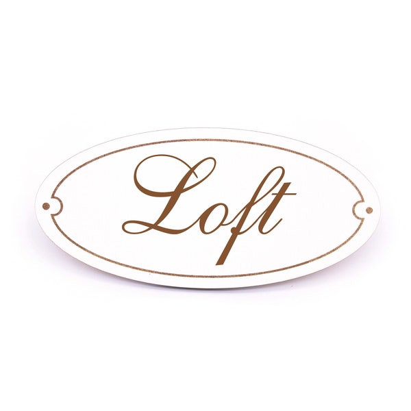 Oval Shield Loft - Self-adhesive Door Sign 15 x 7 cm • Shabby Deco Sign Decoration Wall Deco Deco Door Decor • Apartment