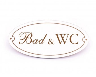 Oval shield bath & WC - self-adhesive door sign 15 x 7 cm • Shabby decorative sign decoration door decoration • bathroom toilet toilet toilet sign