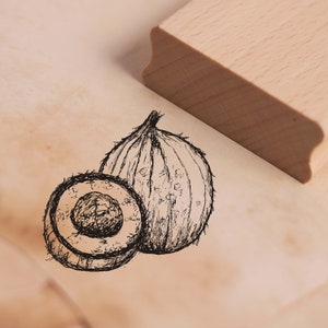 Stamp Coconut - Motif Stamp approx. 38 x 35 mm • Scrapbooking Wood Stamp • Fruit Caribbean Holiday Summer Beach Tropical Tropical Coconut Nut