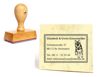 Stempel Schäferhund Briefmarke - mit Name und Adresse ca. 60 x 40 mm • Adressenstempel Adressstempel Motivstempel • Hund Hundestempel