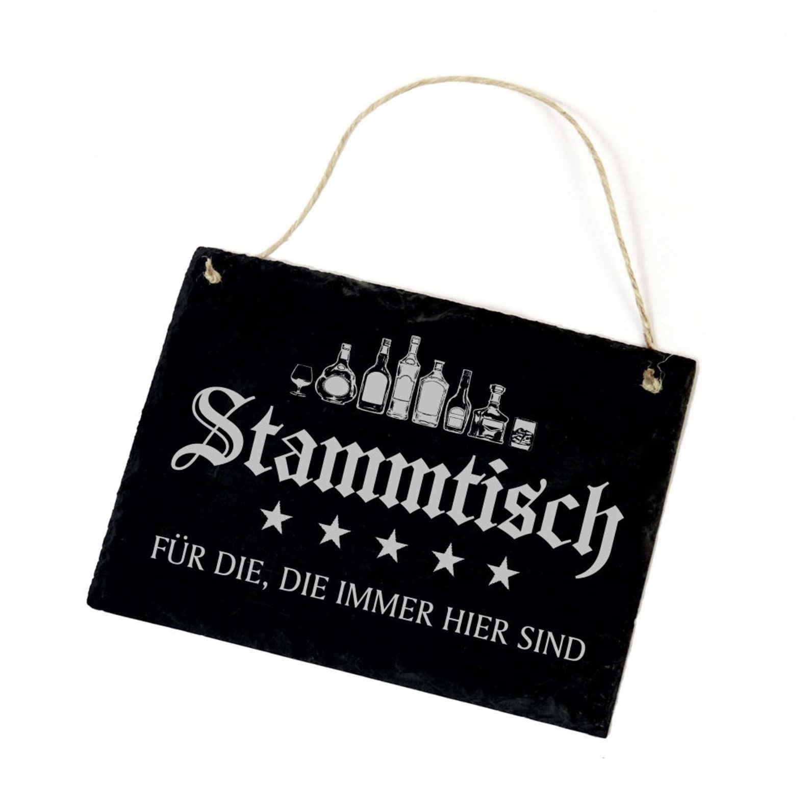 Stammtisch sign made of slate - door sign engraving decorative slate - bar beer garden - 22 x 16 cm - door decoration