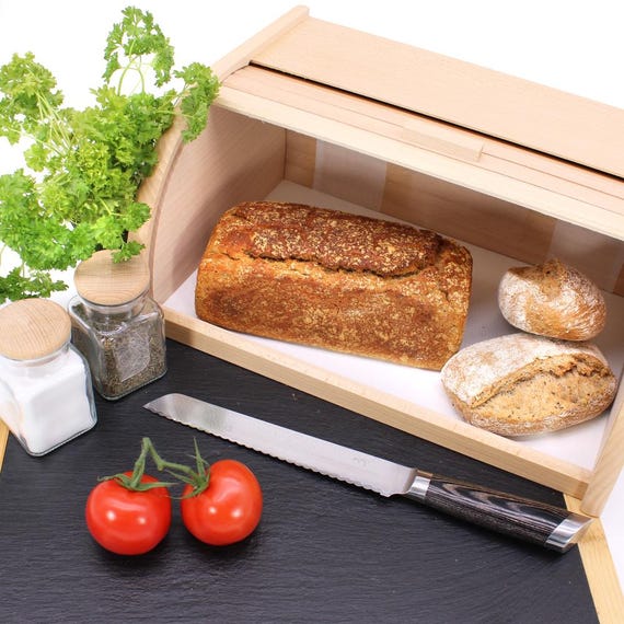 Scatola per il pane in legno per conservare il pane - scatola per il pane arrotolabile, contenitore per il pane, scatola per il pane in stile rustico naturale - Italia