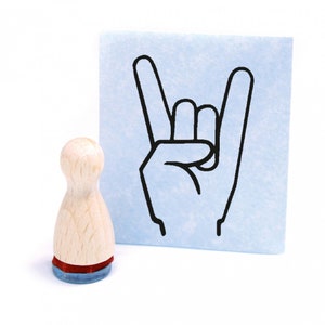 Mini stempel Rock on - houten stempel mini motief stempel afdrukformaat ca. Ø12 mm - kleine stempel hoogte 2,5 cm - cadeau-idee scrapbooking kantoor