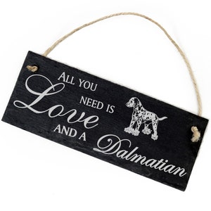Slate Decoration Dalmatian Shield 22 x 8 cm - All you need is Love and a Dalmatian