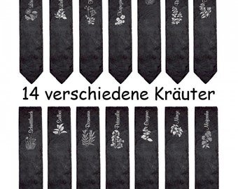 Schiefer Kräuterschilder - 14 Stück - Pflanzenschilder Pflanzstecker - Beschriftung Kräuter Schild Beet Hochbeet Gartendeko Kräutergarten