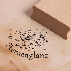 Stamp Star Shine - Shooting Stars Motif Stamp approx. 48 x 37 mm - Scrapbooking Wood Stamp Children&#39;s Stamp • Kids Nursery Star