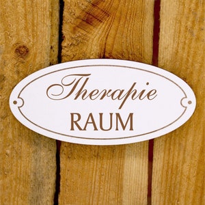 Door sign therapy room - sign oval therapy room wooden sign practice engraving self-adhesive 15 x 7 cm