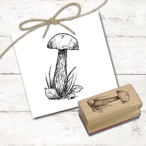 Motiefstempel berkenpaddestoel - stempel paddestoel houten stempel 28 x 48 mm - scrapbooking stempelen ambachten creativiteit school kleuterschool