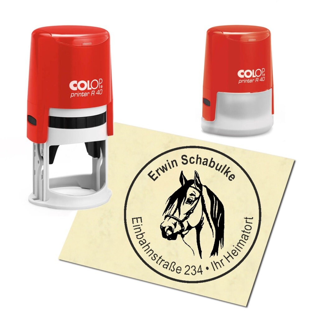 Personalized Custom Pet Stamp - Horse Head - Round 40 mm