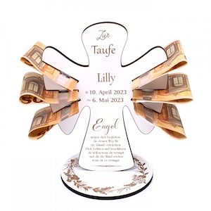 Geldgeschenk Taufe Engel mit Spruch inkl. Personalisierung Name