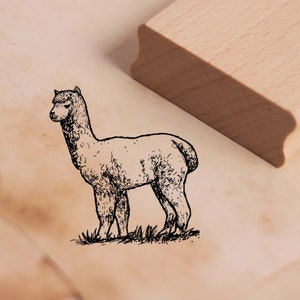 Timbro Motivo Alpaca Nature Stamp - 36 mm x 38 mm - Timbro in legno Scrapbooking Timbro goffratura Timbro animale - Regalo Scuola scuola zoo