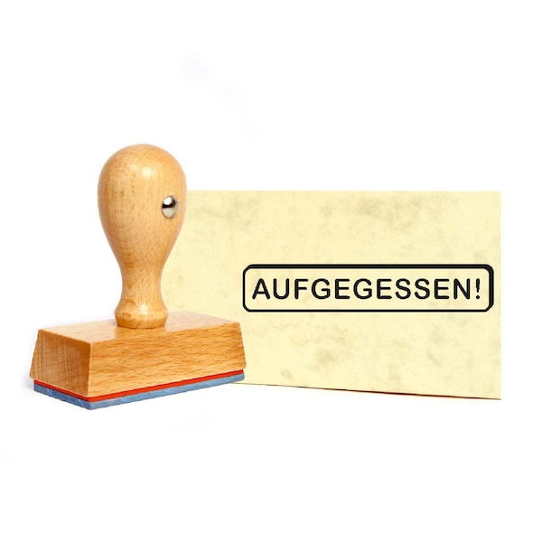 Stempel Aufgegessen - Holzstempel - 49 x 9 mm - lustige Bürostempel Buchungsstempel Kontierungsstempel Buchhaltung Verwaltung Büro Schule