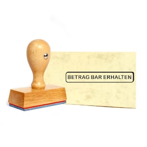 Stamp Amount Cash Receive - Wood Stamp - 59 x 9 mm - Office Stamp Booking Stamp Account Accounting Stamp Accounting Administration Payment Office