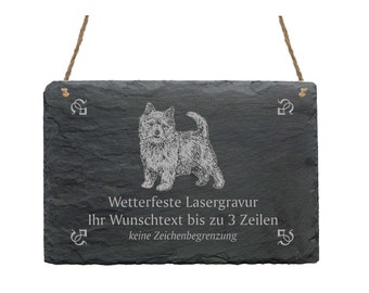 NORWICH TERRIER Schiefertafel mit Wunschgravur