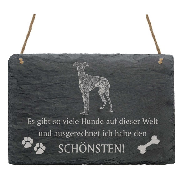 Schiefertafel « Galgo Español - schönster Hund » Hunde Spruch Schild Dekoration Türschild Hunderasse Geschenk Hundebesitzer Windhund Spanien