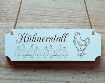 Dekoschild « HÜHNERSTALL » Holzschild Schild Shabby Türschild Türdekoration Hühner auf der Stange Bauer Bauernhof Hofladen Bio Stall Henne