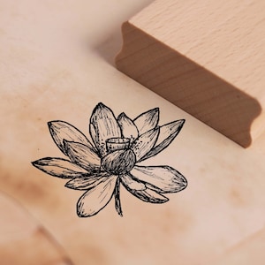 Motiefstempel lotusbloem - lotusstempel houten stempel 38 x 28 mm - scrapbooking embossing ambachtelijke stempelen - cadeau idee yoga reiki