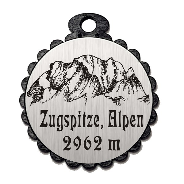 Anhänger « ZUGSPITZE ALPEN » mit Motiv Geschenk Geschenkanhänger Schlüsselanhänger Dekoration Glücksbringer Gipfel Alpin Wandern Klettern