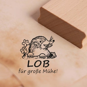 Timbro Lode per grande sforzo - Motivo talpa circa 28 x 28 mm - Timbro insegnante Timbro in legno Timbro motivo - Scuola Asilo Bambini Insegnante Nota