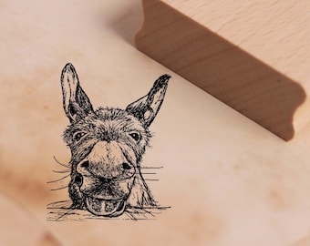 Motivstempel Eselkopf - Esel Stempel Holzstempel 38 x 48 mm - Stempeln Basteln Scrapbooking Embossing Kindergarten Schule Tierstempel Donkey