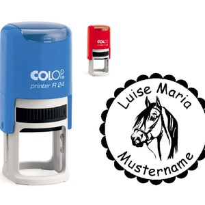 Timbro Ingenues , HORSE - con nome personale regalo scuola iniziare scuola inizio scuola bambini bambini bambini ragazze