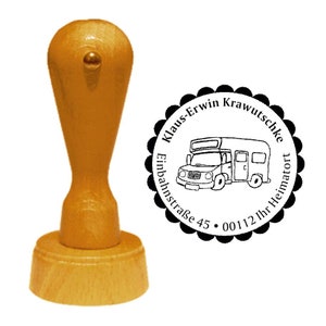 Address stamp «CAMPER» with personal address and motif-stamp name caravan camping outdoor caravan holiday camper