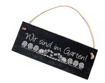 Slate board « We are in the garden » 22x8 sign flowers ladybug weatherproof door sign garden sign gift family grandma grandpa decoration