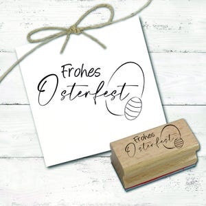 Ostern Motivstempel Frohes Osterfest Stempel Ostereier 68 x 38 mm - Holzstempel Scrapbooking Stempeln Basteln - Ei minimalistisch modern