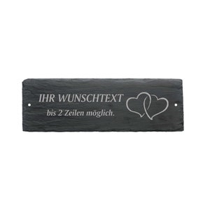 Weatherproof door sign « HEARTS » with desired text or name - approx. 22 x 8 x 0.5 cm sign name plate hearts love wedding family anniversary