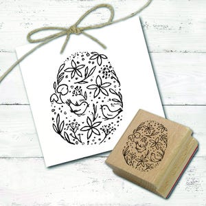 Sello con motivo de Pascua, huevo de Pascua floral, sello de flores y pájaros, 38 x 48 mm, sello de madera, sellos para scrapbooking y manualidades, sello de Pascua de primavera