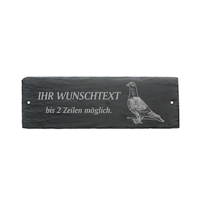 Weatherproof door sign "TAUBE 01" with desired text or name - approx. 22 x 8 x 0.5 cm sign name plate Family pigeon breeder pigeon breeding