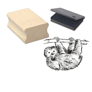 Stamp &quot;Small Sloth&quot; with Stamp Pillow Motif Stamp Wooden Stamp Animal Stamp Kids Nursery School Children&#39;s Stamp Crafting