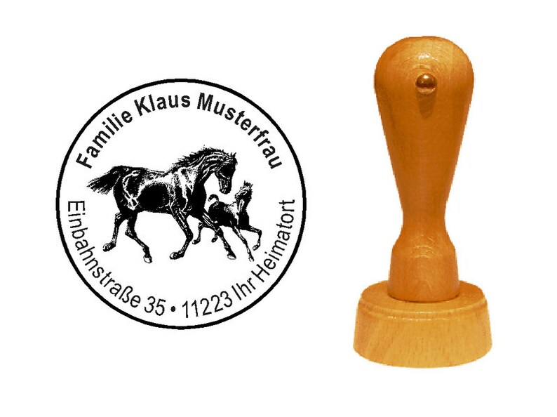 Stamp Wooden Stamp Horse Mare & Foal Ø 35 mm image 1