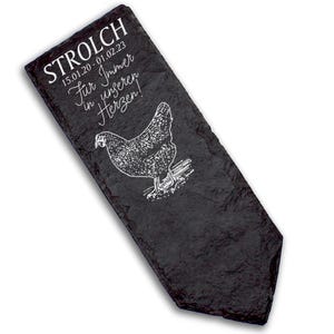 Grave marker grave decoration gravestone - dark chicken - personalized grave decoration 8 x 22 cm grave decoration keepsake pet name date