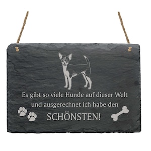 Slate Slate Slate Slate «CHIHUAHUA KURZHAAR-Most Beautiful Dog» Dogs Spells Shield Decoration Door Break Gift Dog Owner Techichi