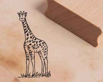 Stempel Süße Giraffe - Motivstempel ca. 24 x 48 mm - Scrapbooking Holzstempel - Geschenk Tierstempel Kinder Kindergarten Schule Zoo Safari