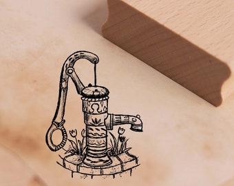 Motif Stamp Nostalgia Pump Stamp Hydrant 37 x 48 mm - Wooden Stamp Scrapbooking Embossing Crafts Stamps - Gift