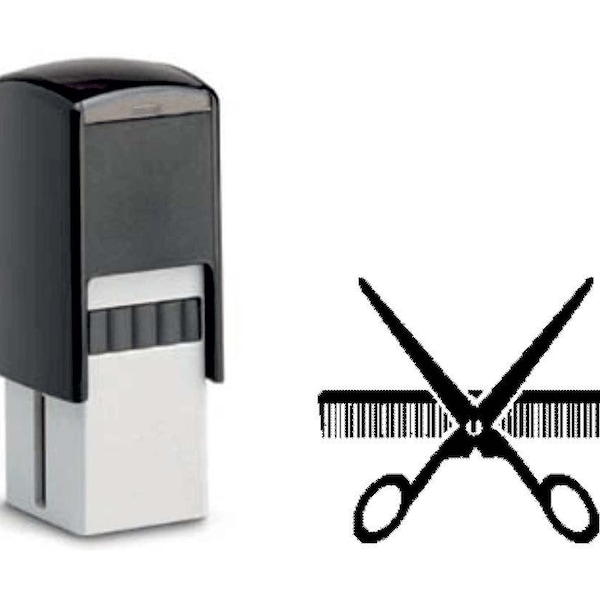 Stempel Bonuskartenstempel « FRISEUR » 10 x 10 mm Motiv Schere Kamm Bonuskarte Bonus Karte Kunden Punktesammler Friseursalon Haareschneiden