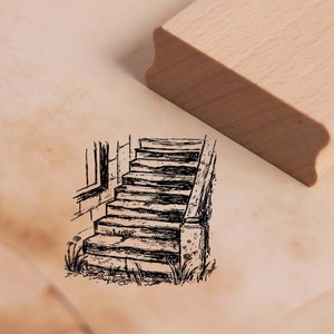 Motief Stempel Oude Stenen Trap - Stempel Trap 48 x 48 mm - Houten Stempel Scrapbooking Embossing Stempels Ambachten School Kleuterschool Gift