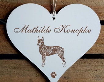 Shield Heart 'PINSCHER» with Wish Text Dog Dog Door Sign Name Decoco Shield Hamsign Decoration Deco Wall Deco Door Decoration