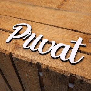 Rotulación de letrero de puerta PRIVADO - letrero de madera blanca decoración de la puerta de la oficina sala de letras - para pegar letrero adhesivo autoadhesivo 23 x 9 cm