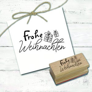 Stempel Frohe Weihnachten - Geschenk Motivstempel ca. 68 x 38 mm - Scrapbooking Holzstempel Embossing - Weihnachtsstempel Advent Nikolaus